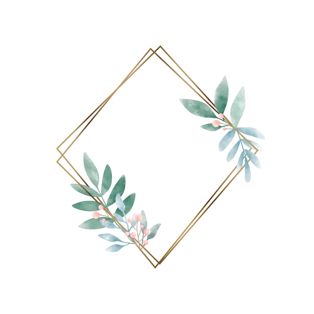 Gratis vector geometrisch frame met bladerenvector