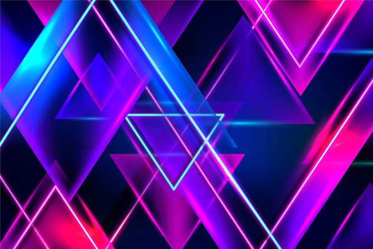 Gratis Vector geometrisch ontwerp neonverlichting achtergrond
