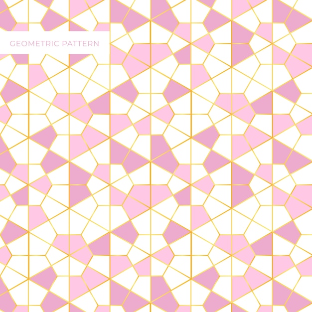 Gratis vector geometrisch roze en gouden patroonontwerp