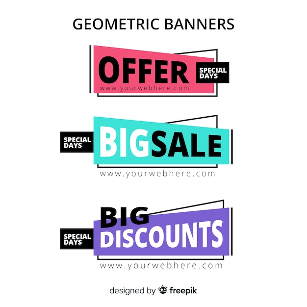 Gratis vector geometrisch verkoopbannerpakket