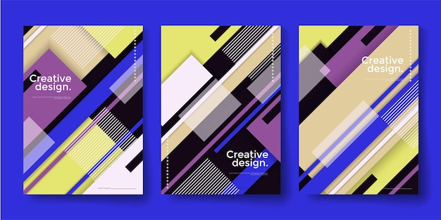 Geometrische achtergrond ontwerp poster set Abstract grafisch patroon Verticaal concept banner Ornament mozaïek lay-out Zakelijke presentatie boekomslag Vectorillustratie
