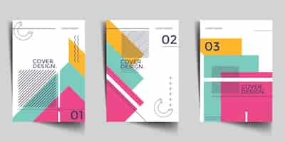 Gratis vector geometrische achtergrond ontwerp poster set abstract grafisch patroon verticaal concept banner ornament mozaïek lay-out zakelijke presentatie boekomslag vectorillustratie