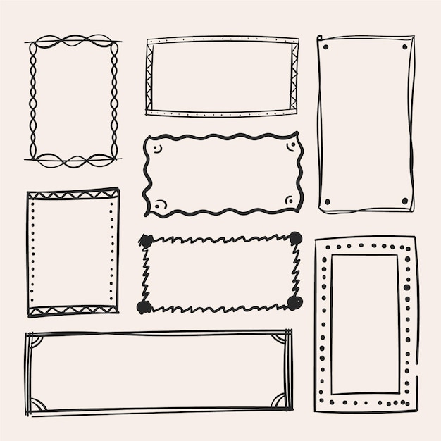 Geometrische doodle frame pack met de hand getekend