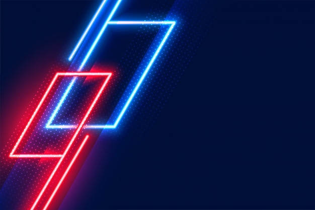 Geometrische gloeiende neon rode en blauwe lichtenachtergrond