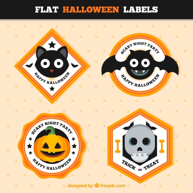 Gratis vector geometrische halloween stickers in vlakke stijl