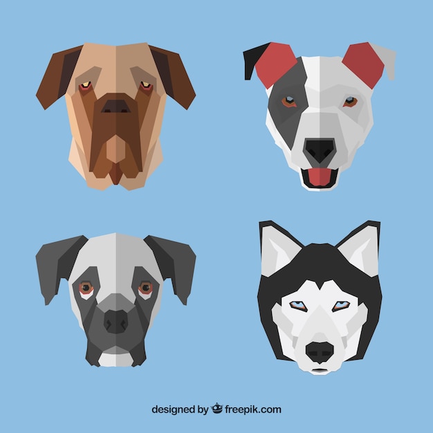 Gratis vector geometrische hond gezichten