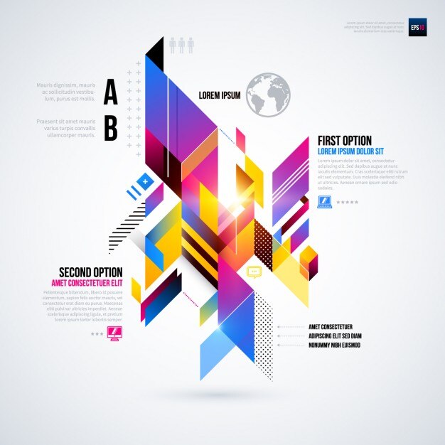 Geometrische infographic met een futuristische stijl