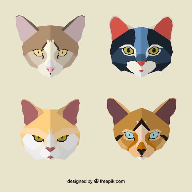 Gratis vector geometrische kat gezichten