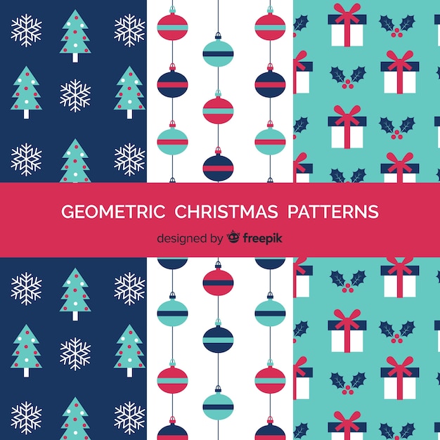 Gratis vector geometrische kerst patroon collectie