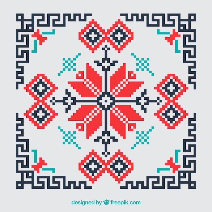Gratis Vector geometrische kruissteek rode en zwarte achtergrond
