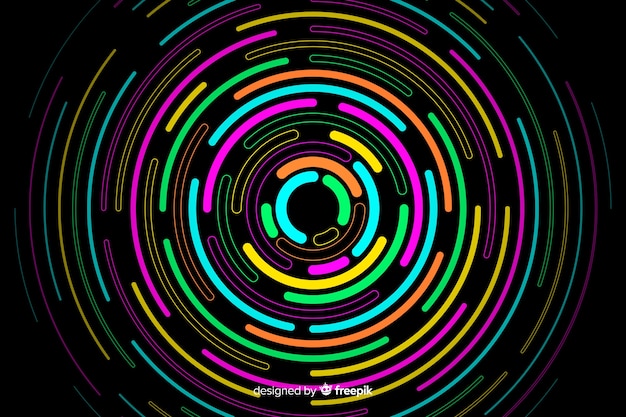 Gratis vector geometrische neon ronde vormen achtergrond