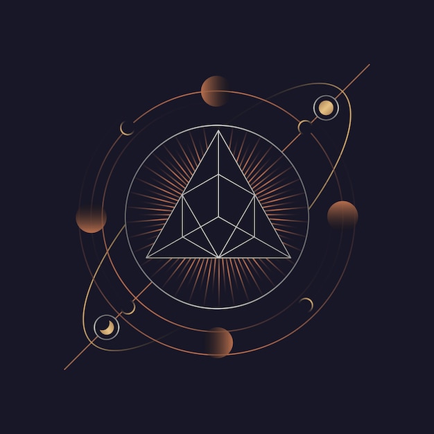 Gratis vector geometrische piramide astrologische tarotkaart