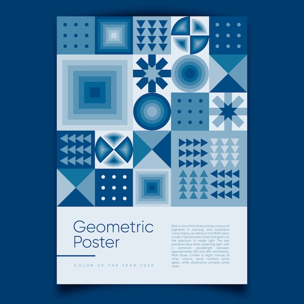 Geometrische poster met klassieke blauwe kleur van het jaar