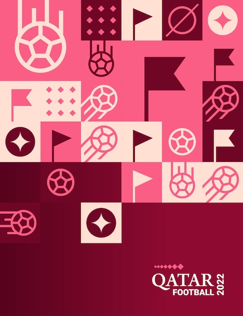 Geometrische poster voetbal doha qatar 2022 creatieve voetbal web flyer sjabloon achtergrond