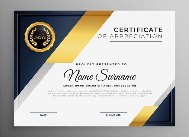 Geometrische premium gouden multifunctionele certificaatsjabloon