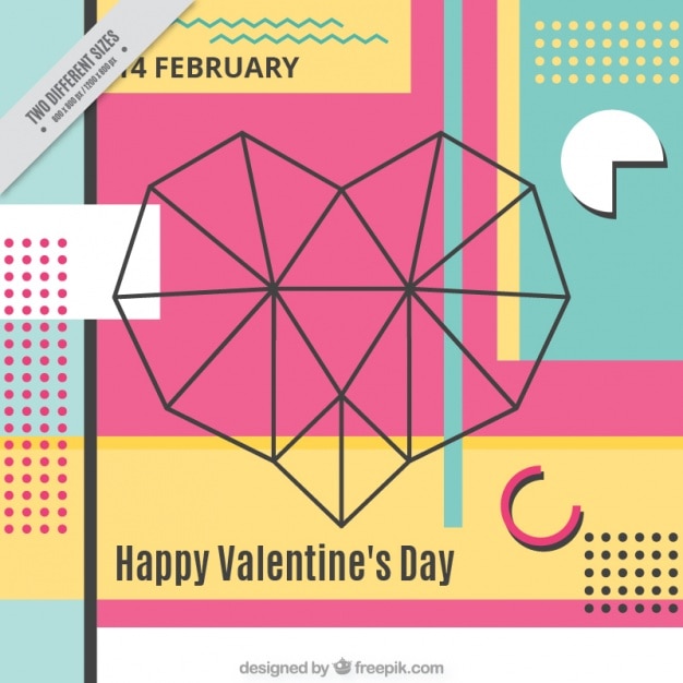 Gratis vector geometrische valentijnsdag achtergrond