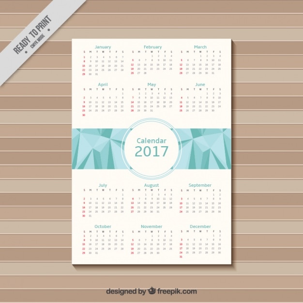 Gratis vector geometrische veelhoekige kalender 2017