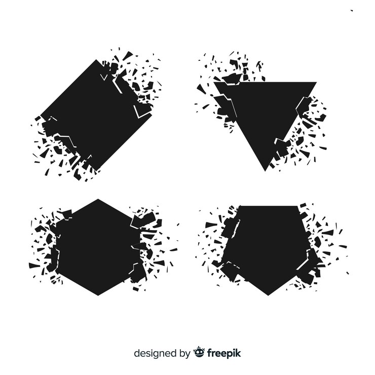 Gratis Vector geometrische vorm exploderende banner