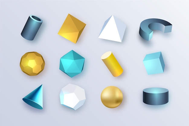 Gratis vector geometrische vormen in 3d-effect