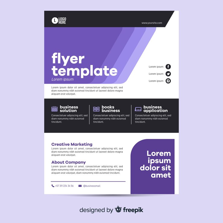 Gratis Vector geometrische zakelijke flyer sjabloon plat ontwerp
