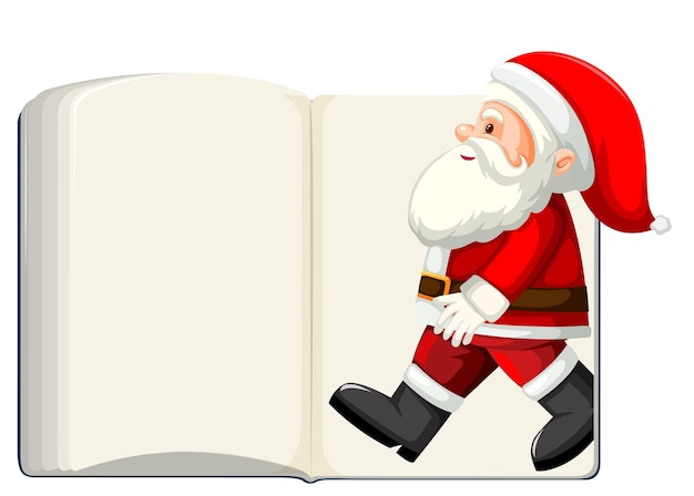 Geopend blanco boek met de kerstman