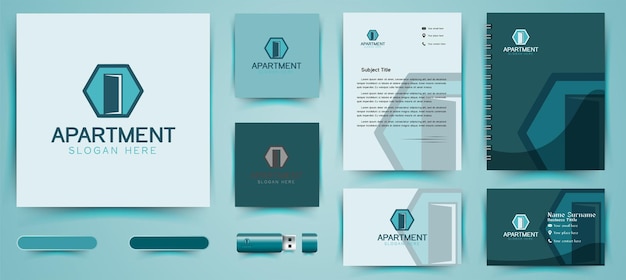 Geopende deur logo Ontwerpen business branding pakket Inspiratie geïsoleerd op witte achtergrond