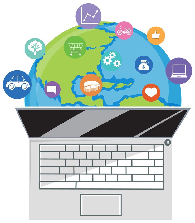 Gratis Vector geopende laptop met sociaal netwerkpictogram