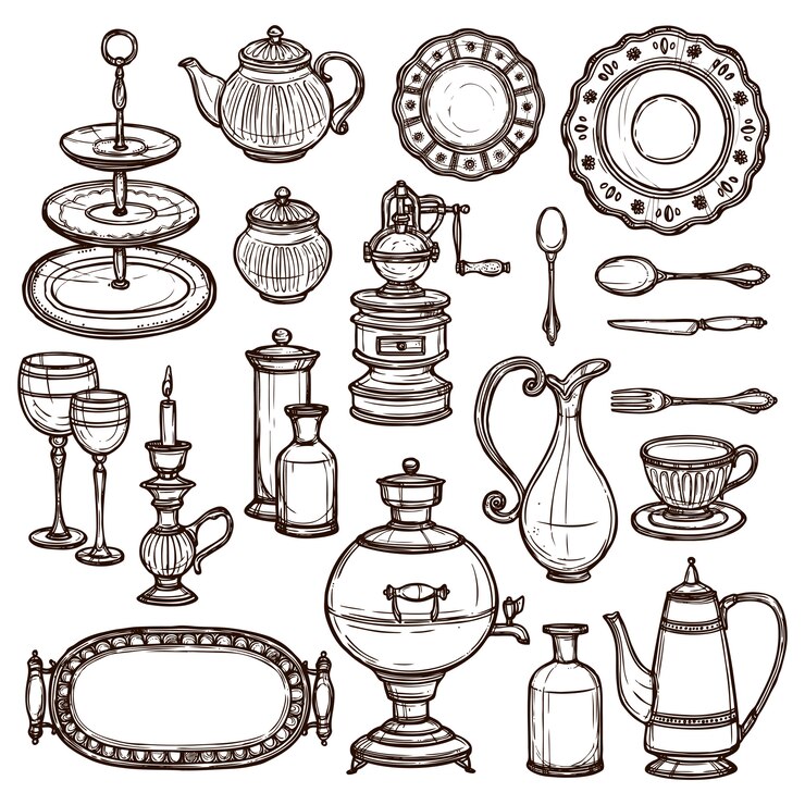 Gratis Vector gerechten doodle schets pictogrammenset print