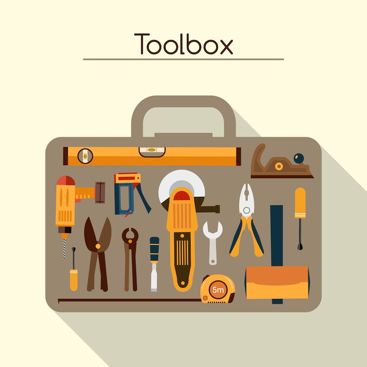 Gratis Vector gereedschapskist met gereedschap