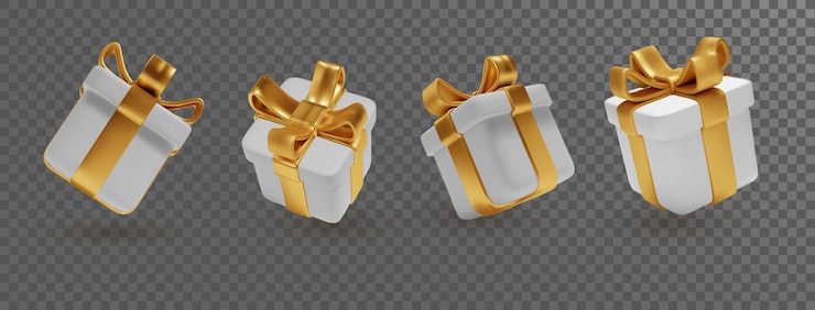 Gratis Vector geschenkdozen set met gouden strik geïsoleerd op transparante achtergrond realistische vector vakantie verrassingsdoos voor verjaardag of bruiloft kerstviering banners