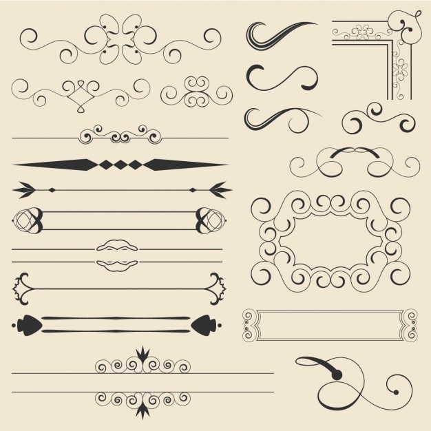 Gratis vector geschetst decoratieve ornamenten