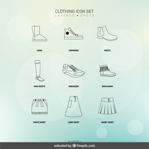 Gratis vector geschetst kleding pictogrammen instellen