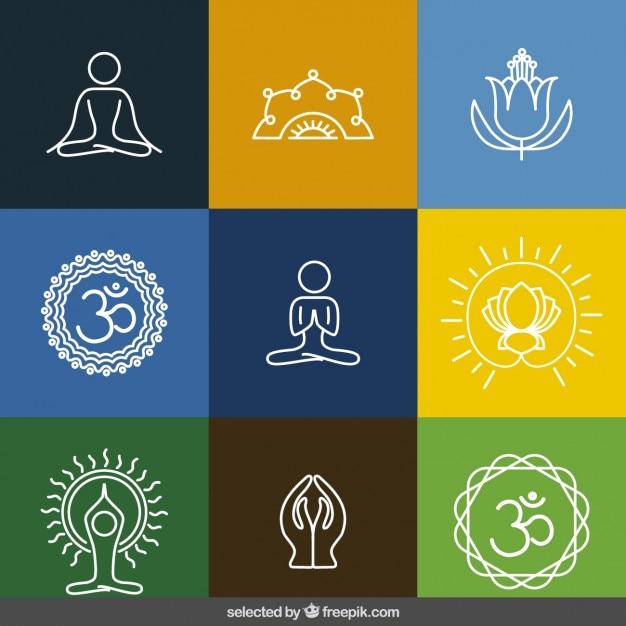 Gratis vector geschetst yoga iconen collectie