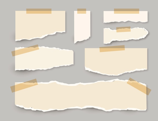 Gratis vector gescheurd papier collectie met tape concept