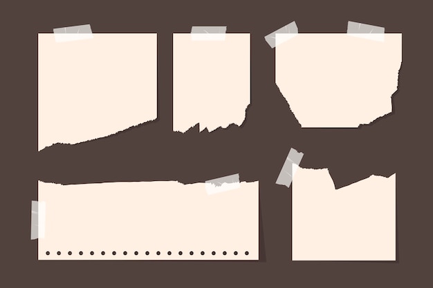 Gratis vector gescheurd papier in verschillende vormen pack