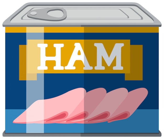 Gratis vector gesneden ham in aluminium blik