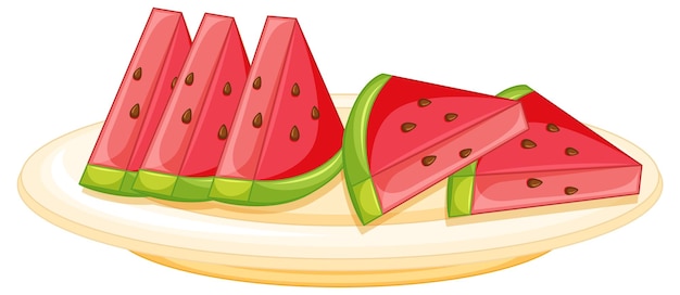 Gesneden watermeloen op plaatcartoon