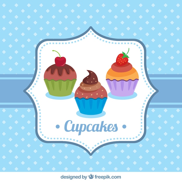 Gratis vector gestippelde achtergrond van cupcakes