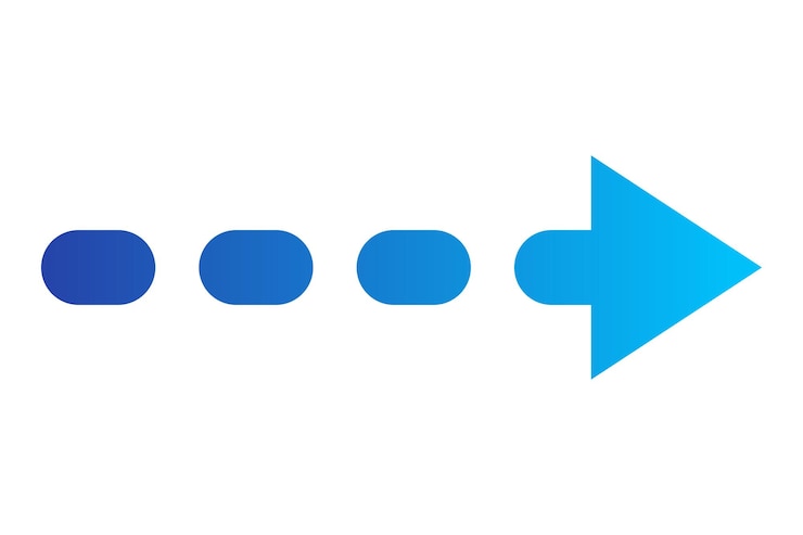 Gratis Vector gestippelde rechter pijl blauw verloop