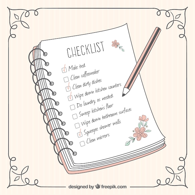 Gestreepte achtergrond met decoratieve frame en schattig checklist