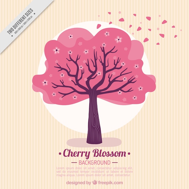 Gratis vector gestreepte achtergrond met roze boom