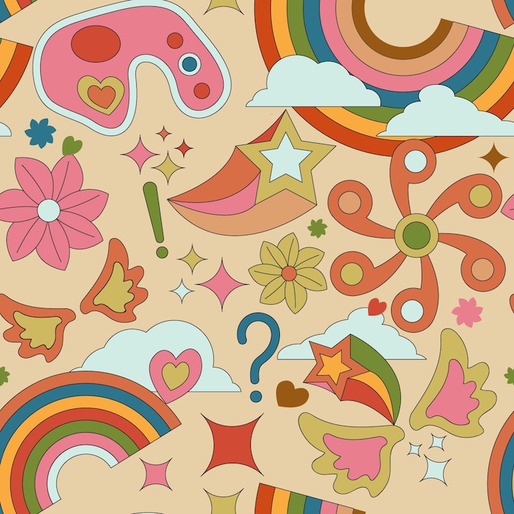 Gratis Vector getekend groovy stijlpatroon