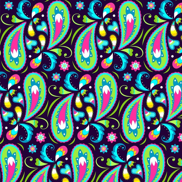 Getekend kleurrijk paisley patroon