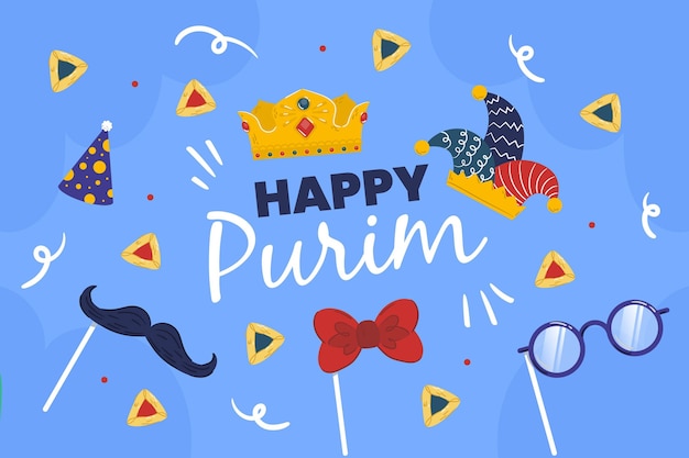 Gratis vector getekende gelukkige purim dag illustratie