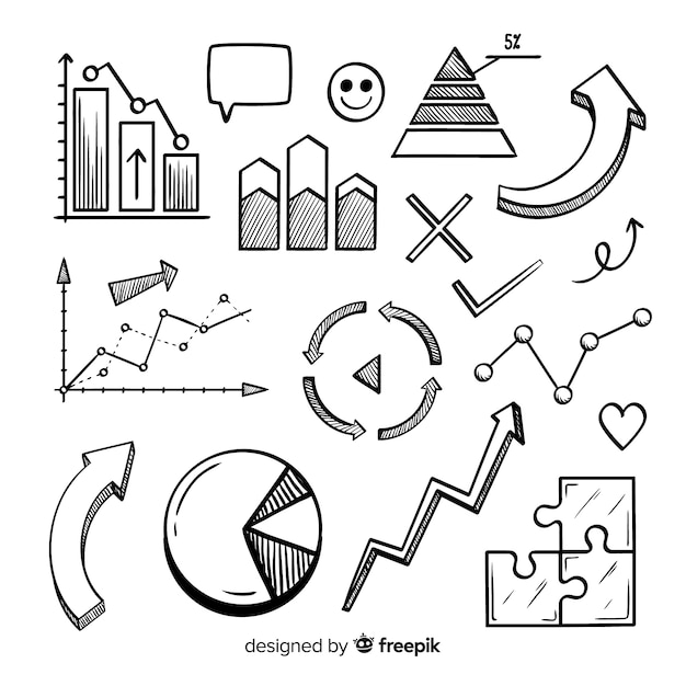 Getekende infographic elementenverzameling