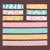 Gratis vector getekende schattige washi-tapes pack