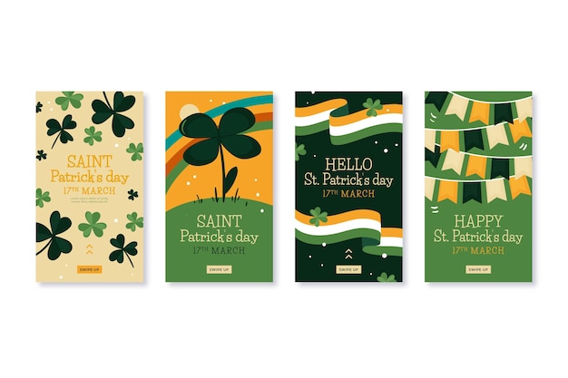 Getekende st. patrick's day instagram-verhalencollectie