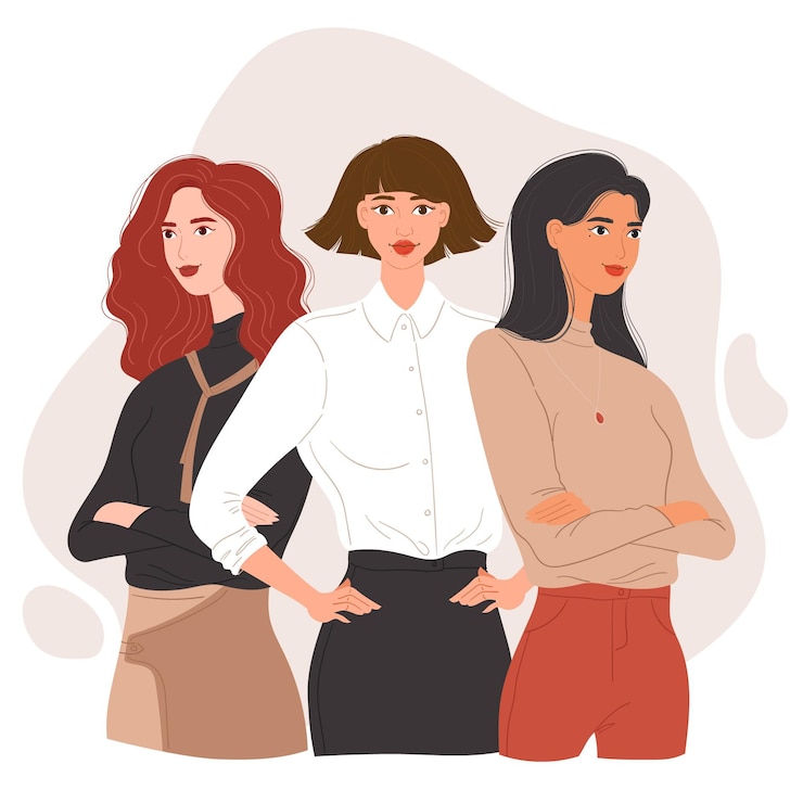 Gratis Vector getekende zelfverzekerde vrouwelijke ondernemers in vlakke hand