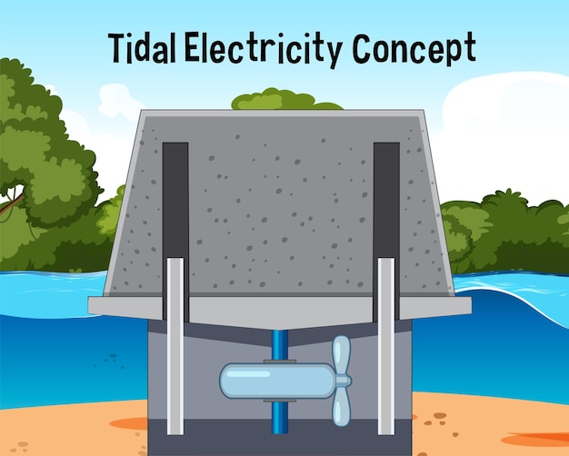 Gratis vector getijde-elektriciteitsconcept voor wetenschappelijk onderwijs