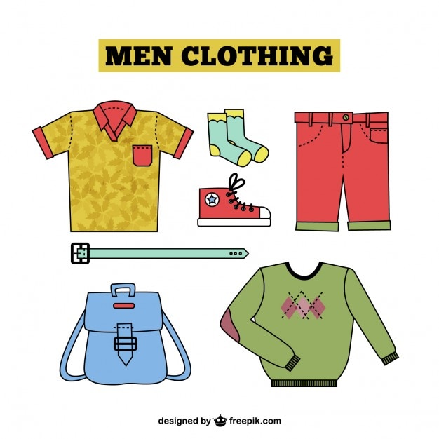 Gratis vector getrokken mannen kleding collection